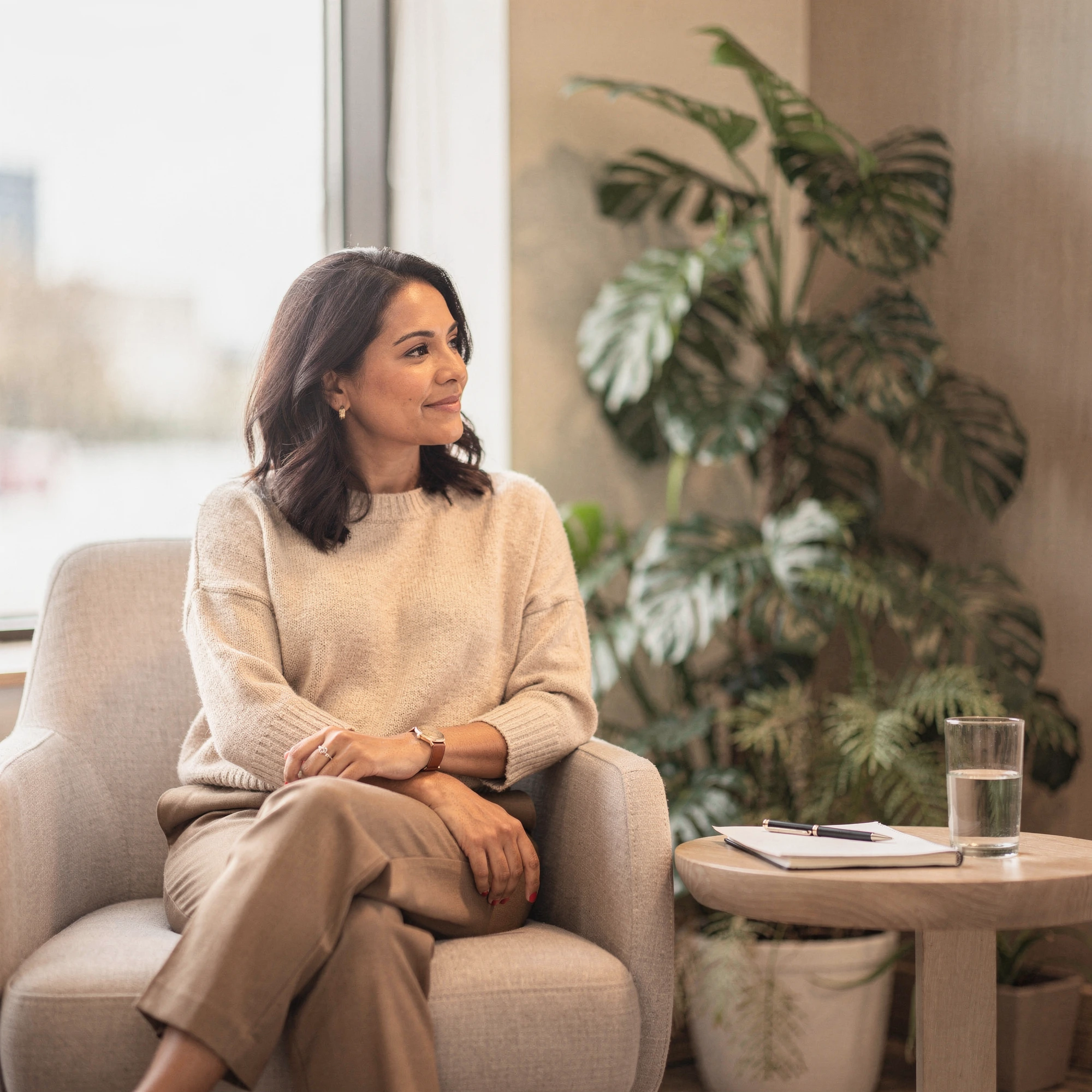 Psychiatrist in Porter Ranch, CA – therapy session in a calm counseling office at Uriel Behavioral Wellness
